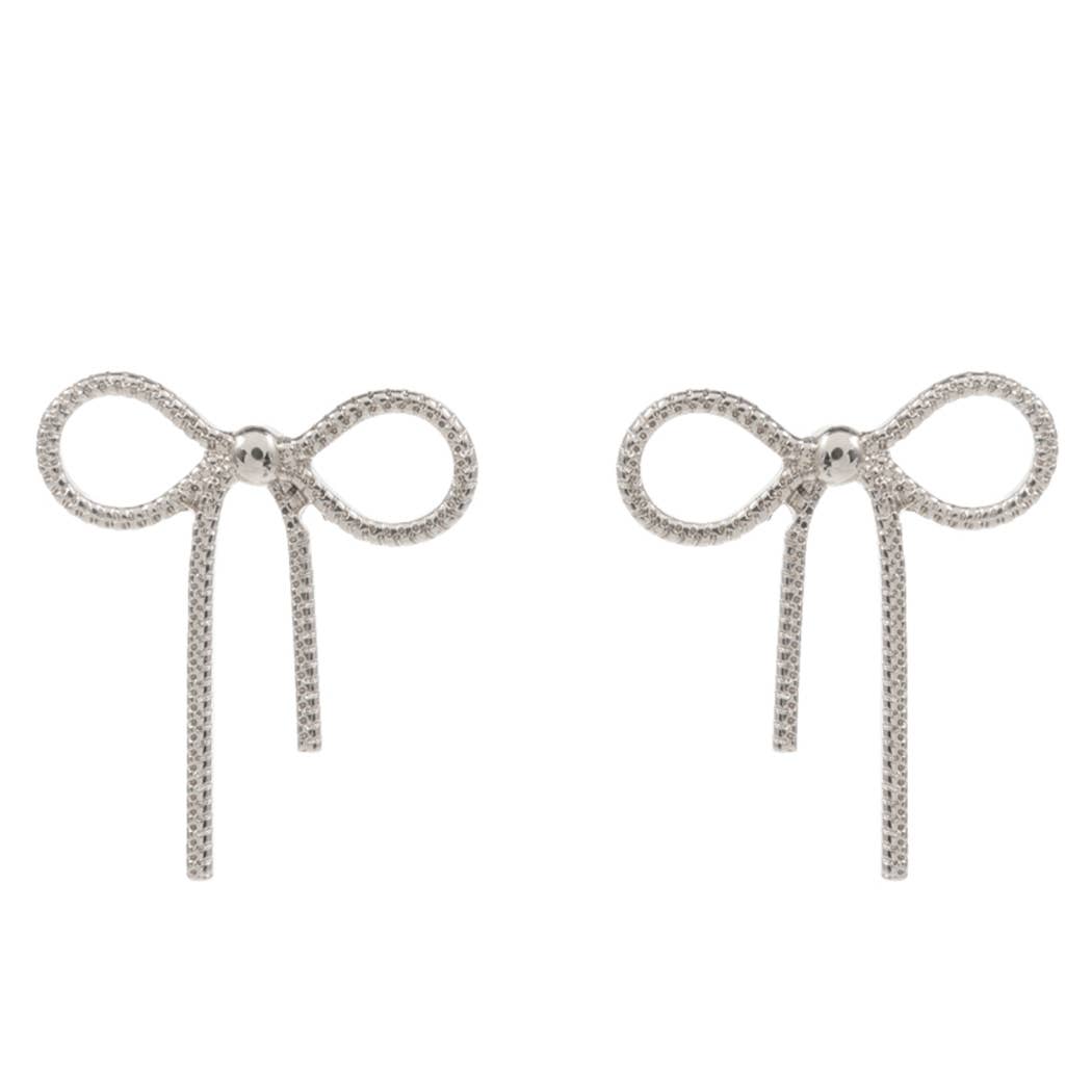 Bow Ribbon Knob Metal Stud Post Earrings