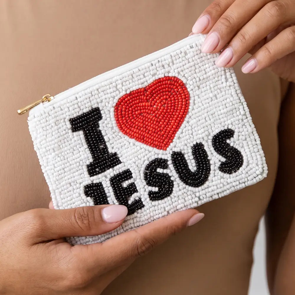 I Love Jesus Beaded Coin Purse