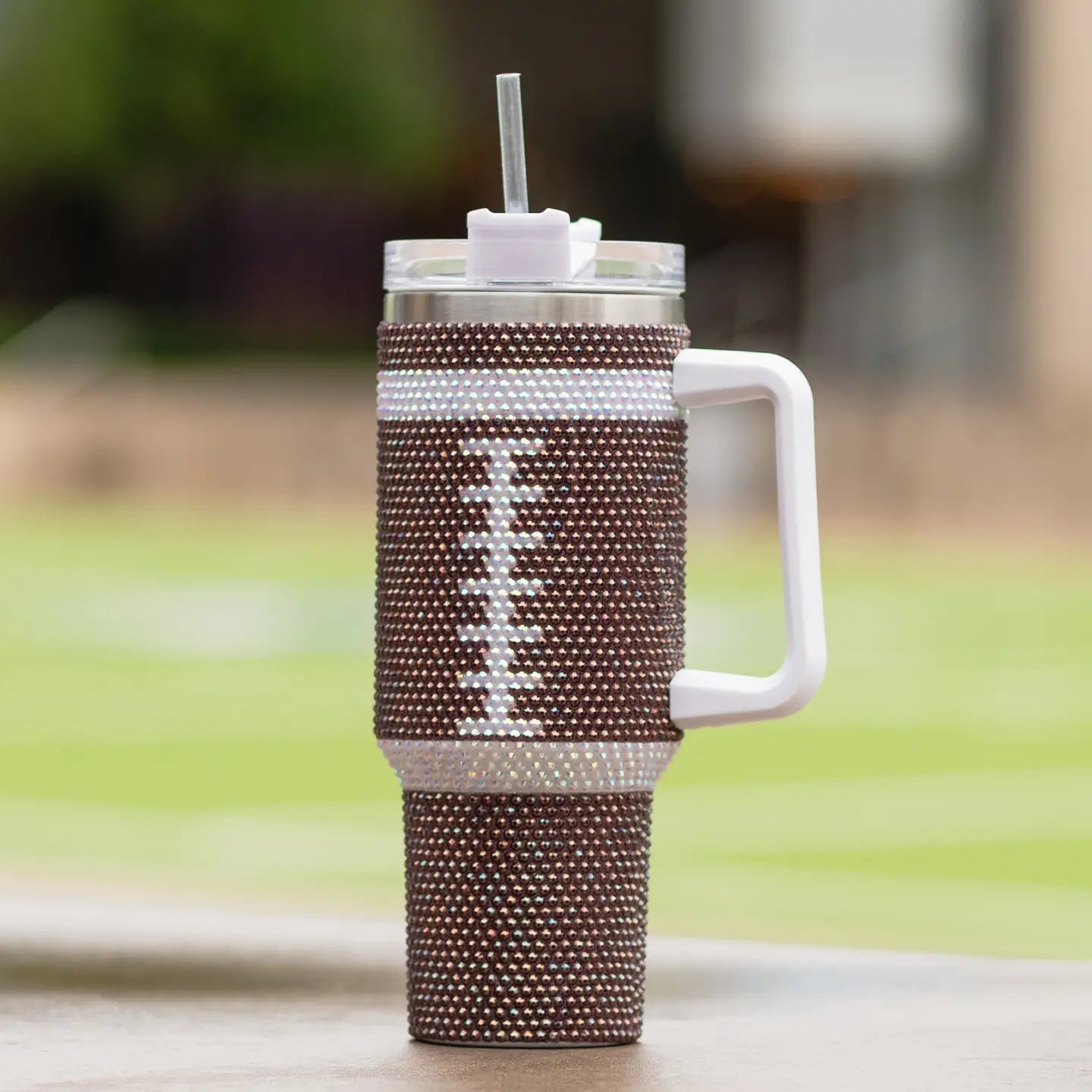 Football 40oz rhinestone tumbler