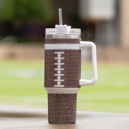 Football 40oz rhinestone tumbler