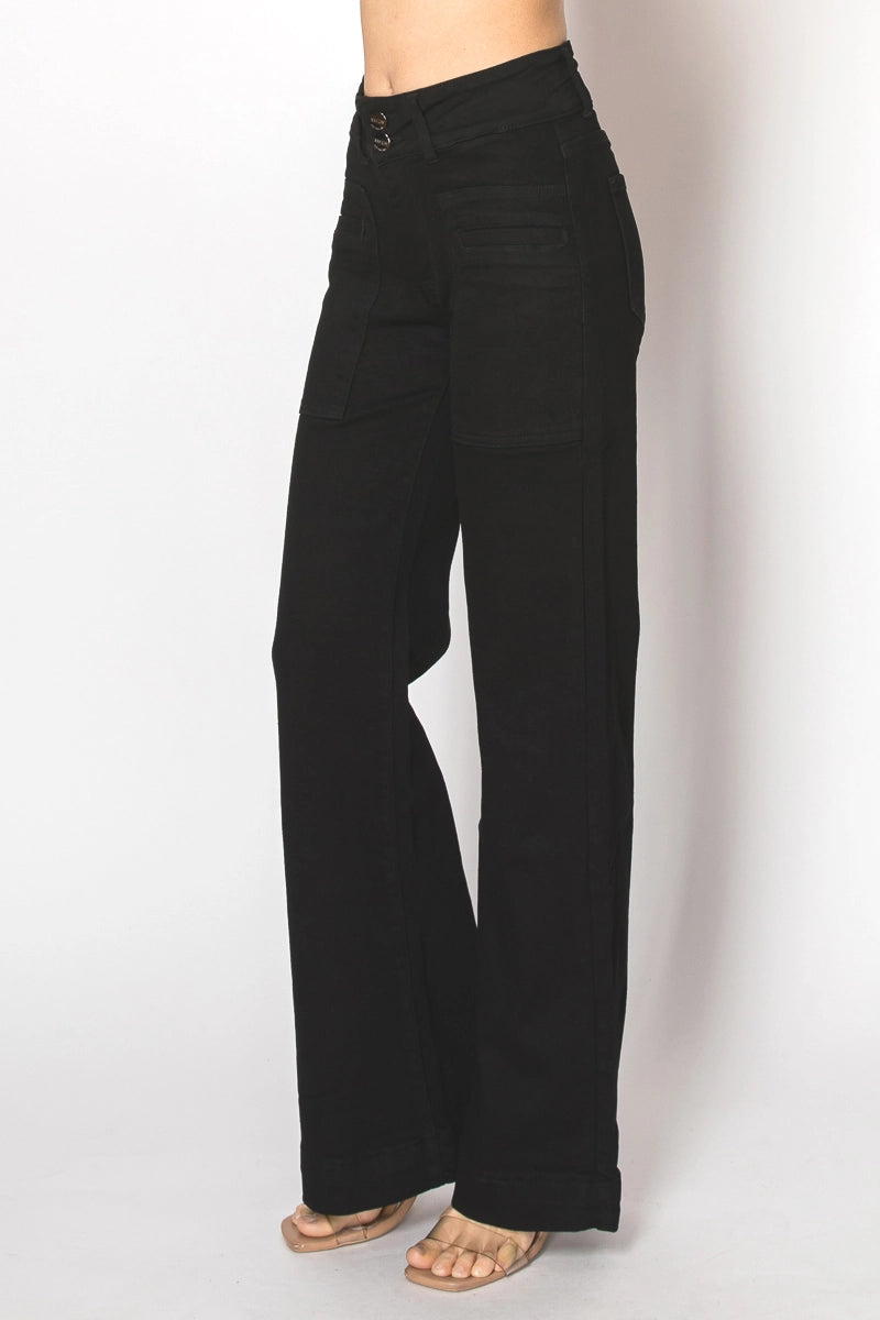 Wide Leg BlackDenim Jeans