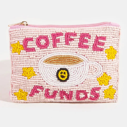 Coffee Funds beaded coin purse