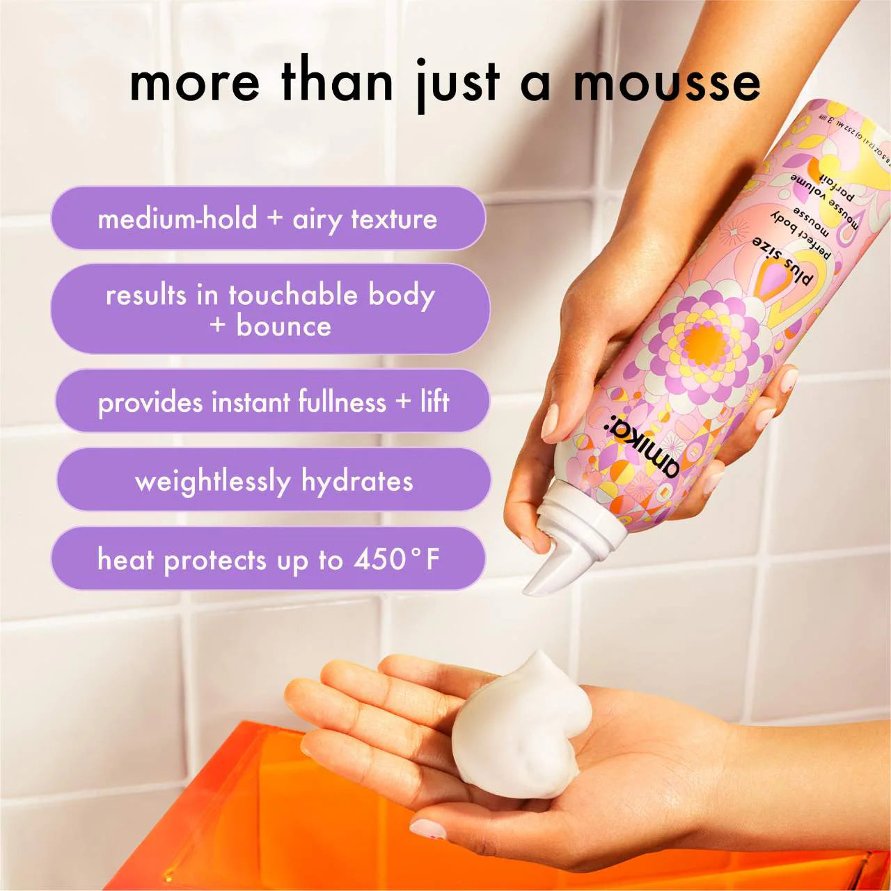 plus size perfect body hair mousse 8.5 0z / 250 ml - amika