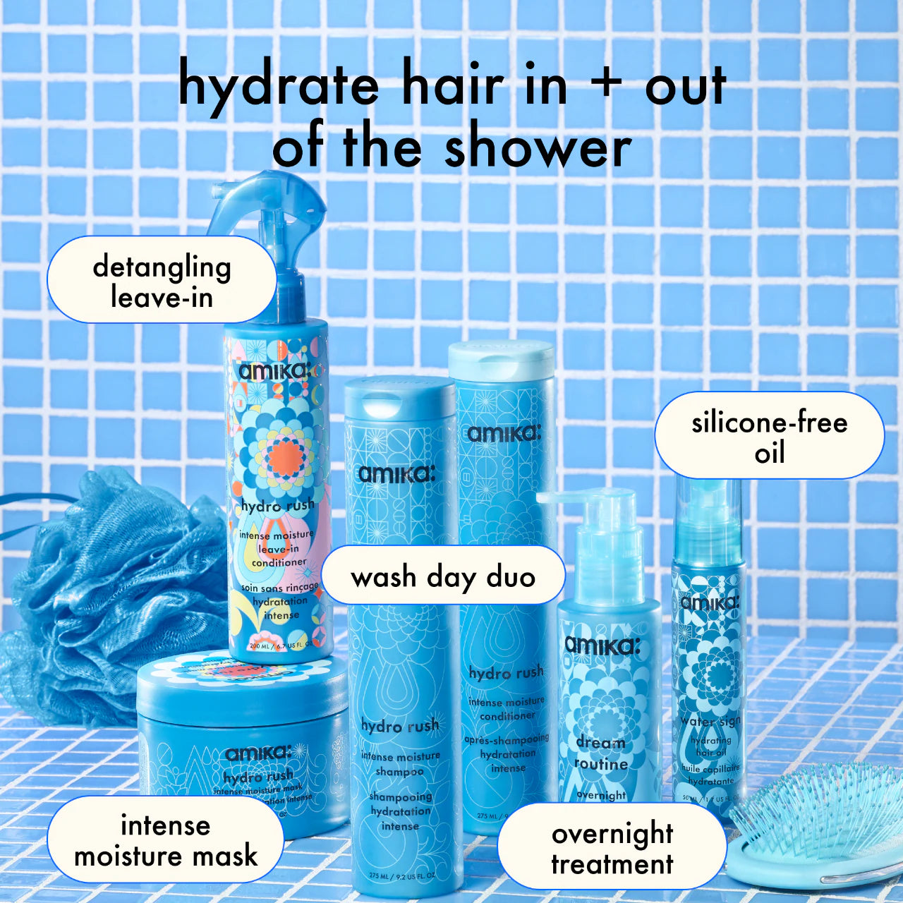hydro rush intense moisture leave-in conditioner 6.7 oz / 200 ml - amika