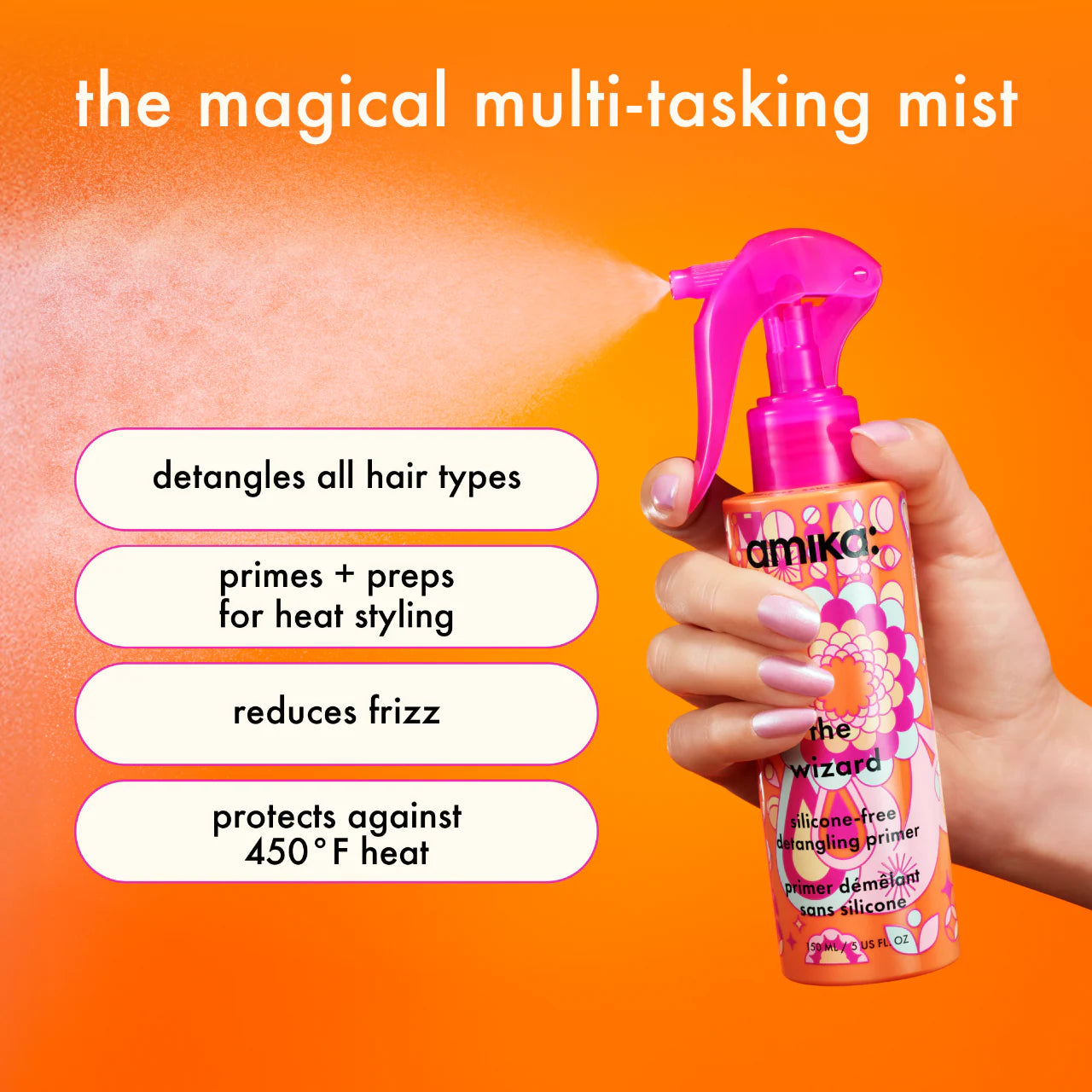 the wizard silicone-free detangling hair primer 5.1 oz / 150 ml - amika