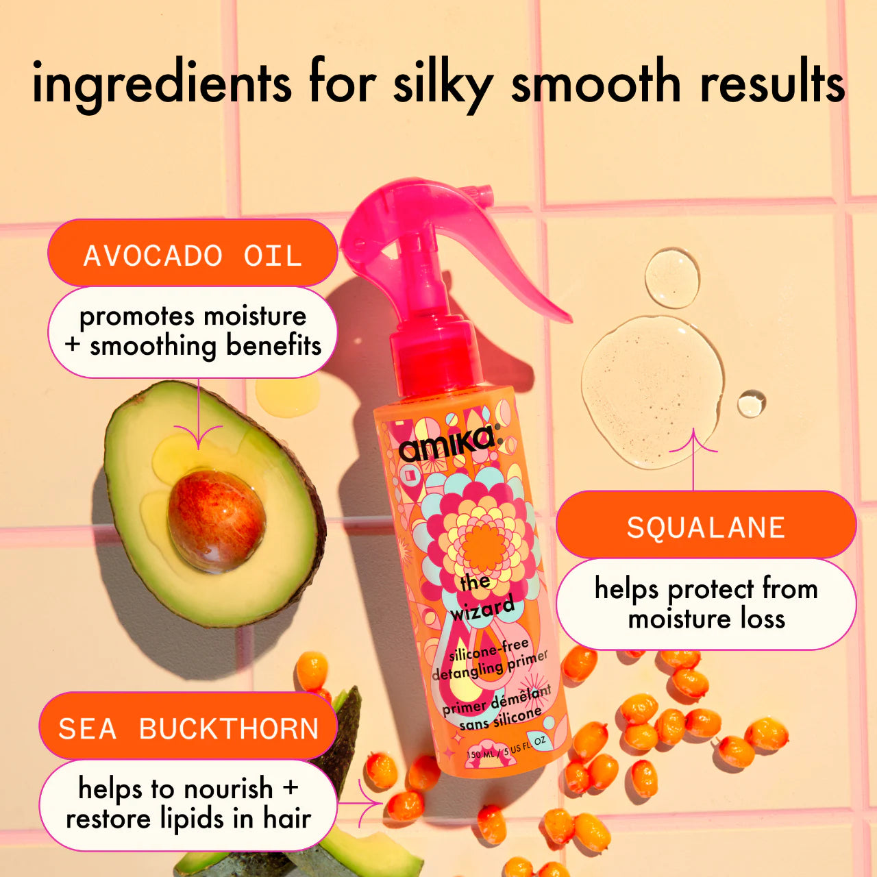 the wizard silicone-free detangling hair primer 5.1 oz / 150 ml - amika