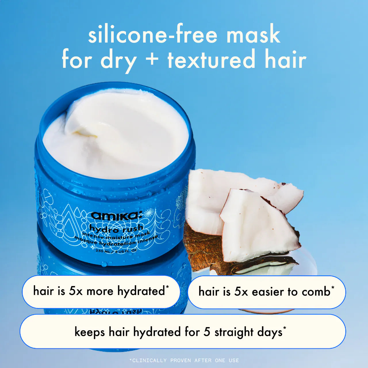 hydro rush intense moisture hair mask with hyaluronic acid - amika