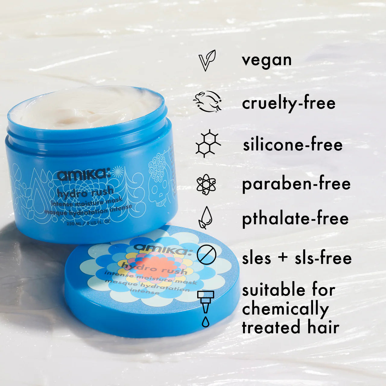 hydro rush intense moisture hair mask with hyaluronic acid - amika