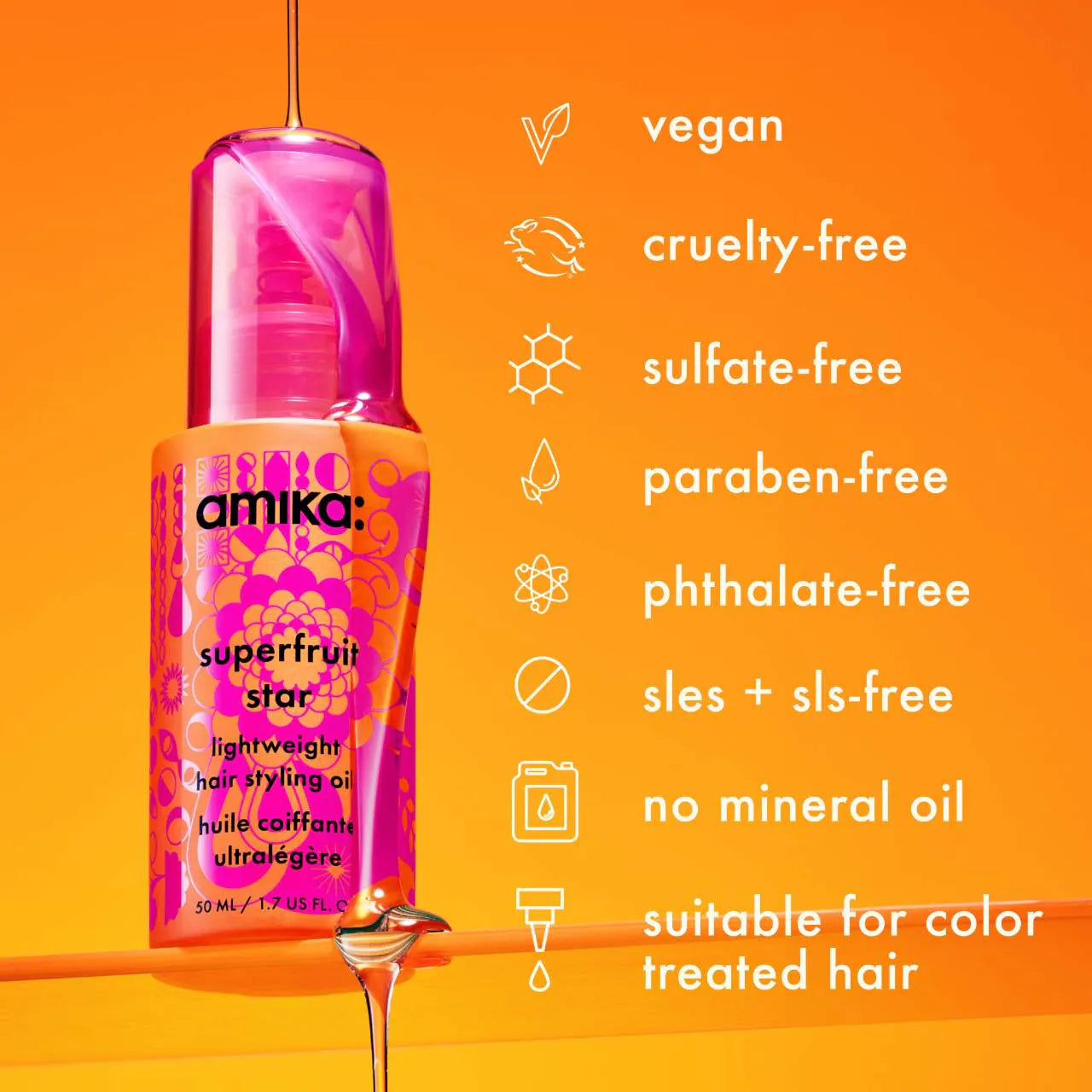 superfruit star lightweight hair styling oil 1.7 oz /  1.7 ml - amika